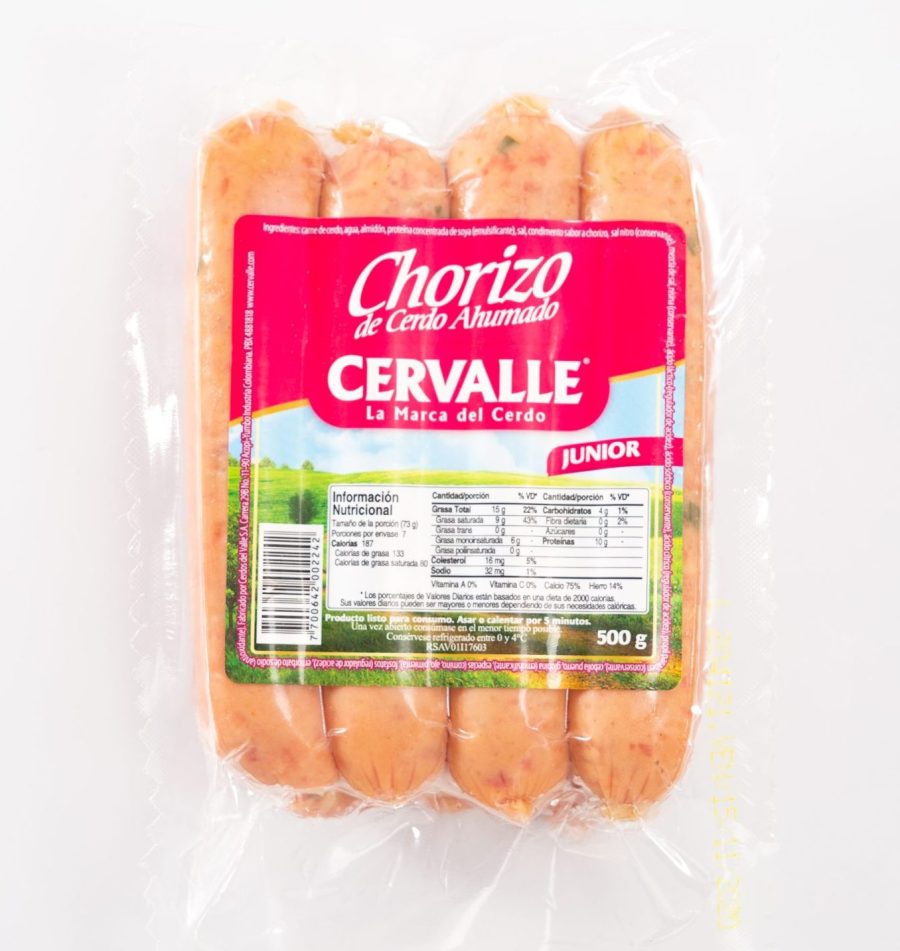 CHORIZO DE CERDO JUNIOR CERVALLE*7und*500g